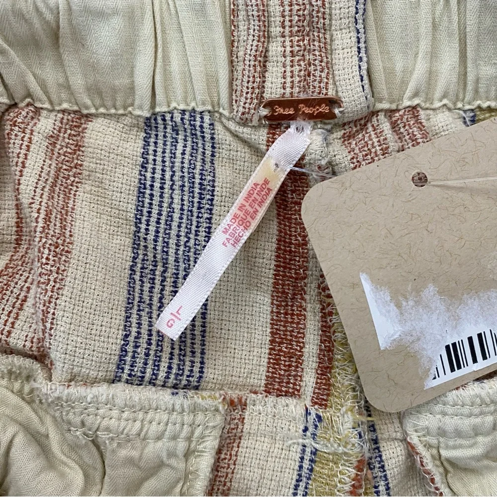 Free People Topanga Yarn Dyed Shorts New Large Boho Paper Bag Pocket striped - Picture 13 of 16